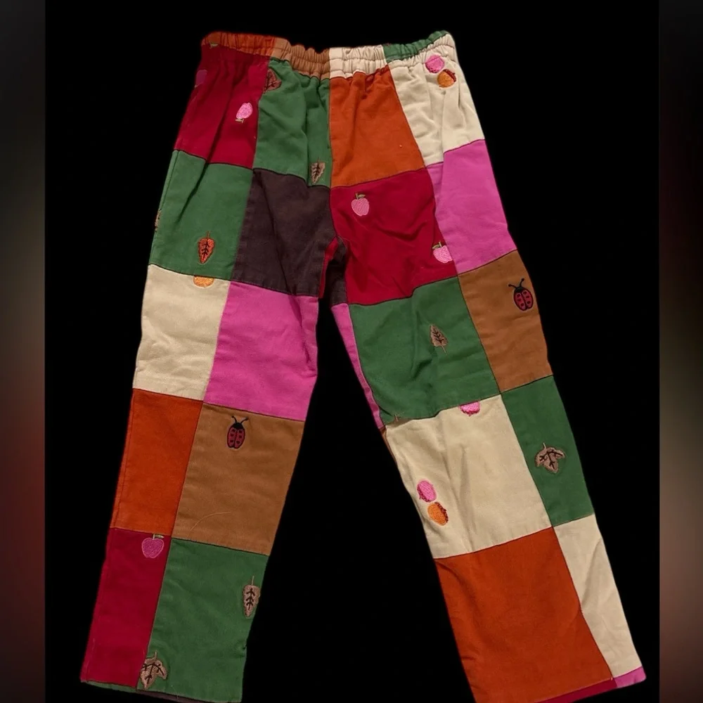 Lilly Pulitzer Multicolor Patchwork Kids embroidered acorn ladybug girls pants 4